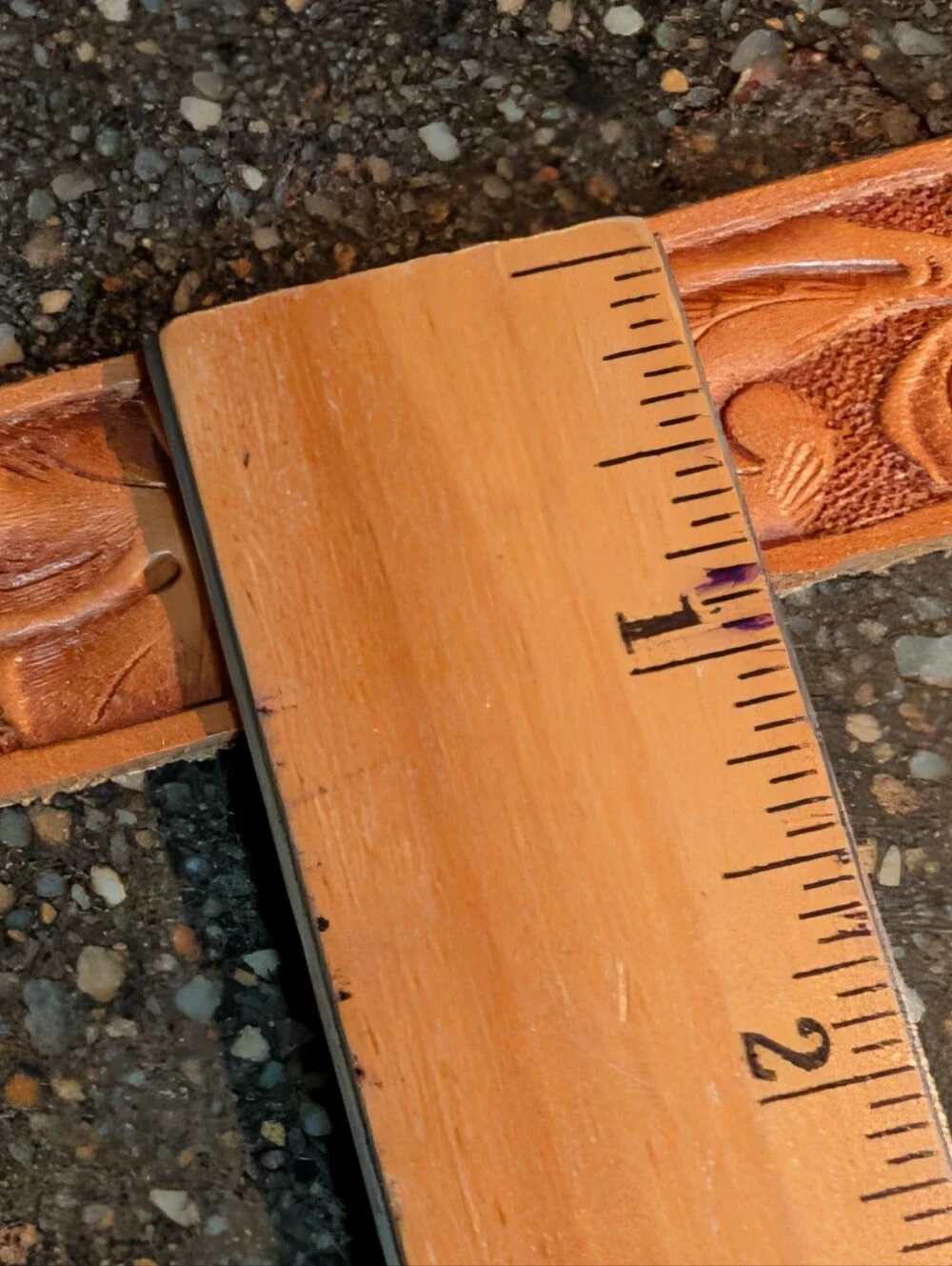 Western tooled Leather belt genuine tan floral pattern Buckle boho cowboy rodeo